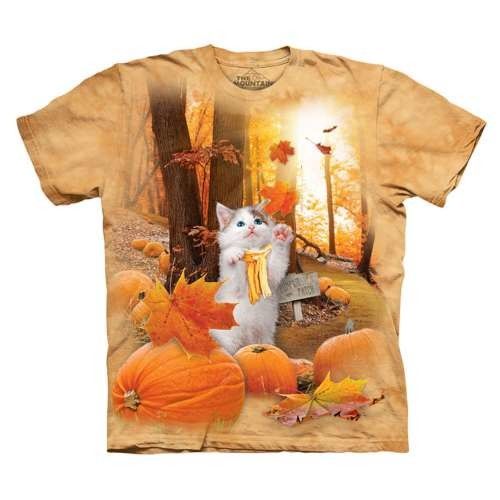 【摩達客】(預購)美國進口The Mountain 南瓜秋之貓 純棉環保短袖T恤