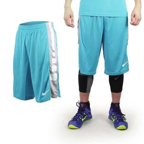 【NIKE】男運動短褲-針織 籃球短褲 慢跑 路跑 水藍白