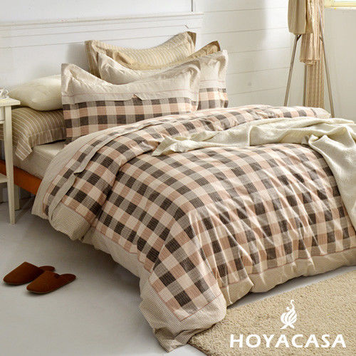 HOYACASA 完美空間  純棉雙人四件式兩用被床包組(天絲入棉30%)