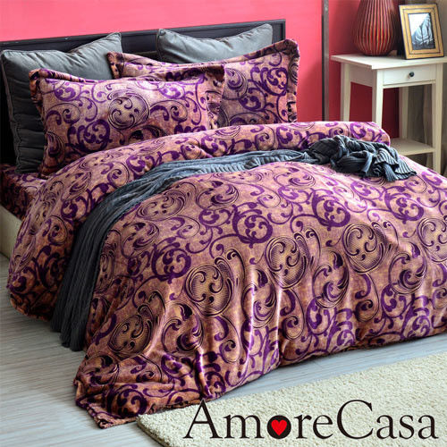 【AmoreCasa】皇家風尚 頂級法蘭絨雙人舖棉床包被套組