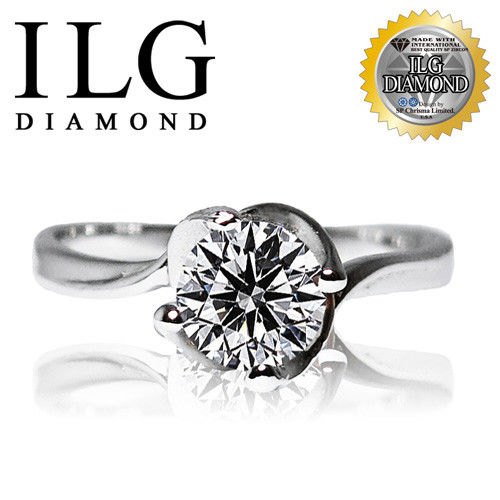 ILG鑽-頂級八心八箭擬真鑽石戒指-綻放摯愛款 主鑽約75分-RI016 螺旋獨特造型戒台
