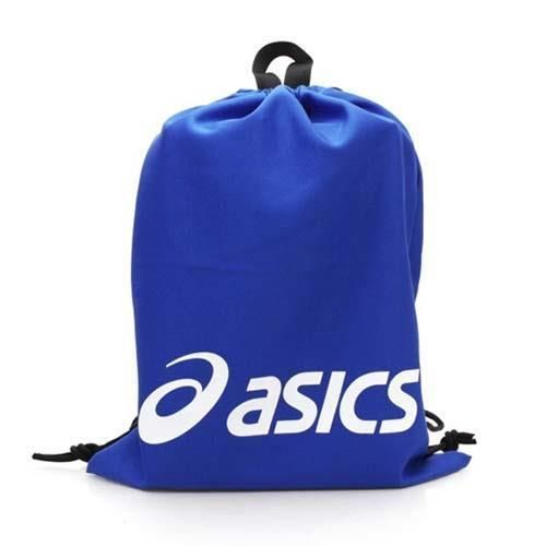 【ASICS】束口後背包 台灣製 -鞋袋 雙肩包 亞瑟士 寶藍白