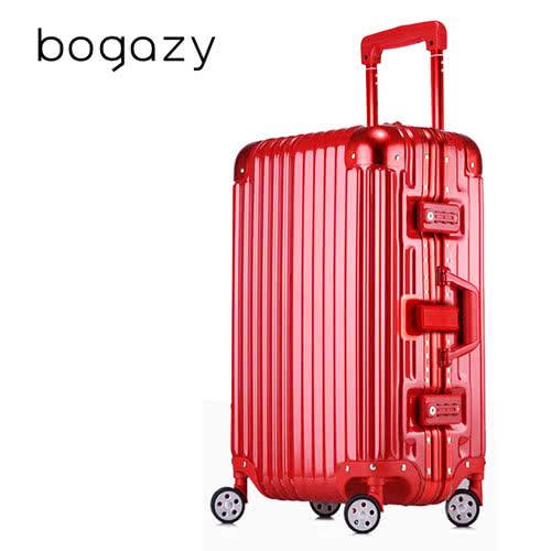 【Bogazy】迷幻森林 29吋鋁框PC鏡面行李箱(金屬紅)