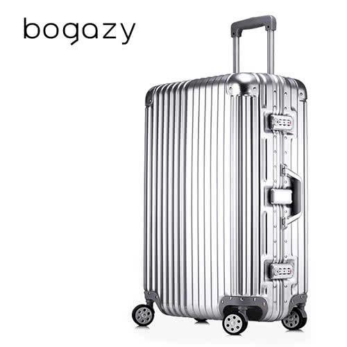 【Bogazy】迷幻森林 26吋鋁框PC鏡面行李箱(紳士銀)
