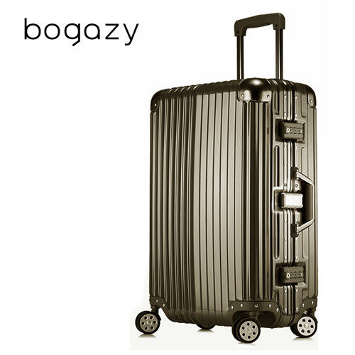 【Bogazy】迷幻森林 26吋鋁框PC鏡面行李箱(摩卡棕)