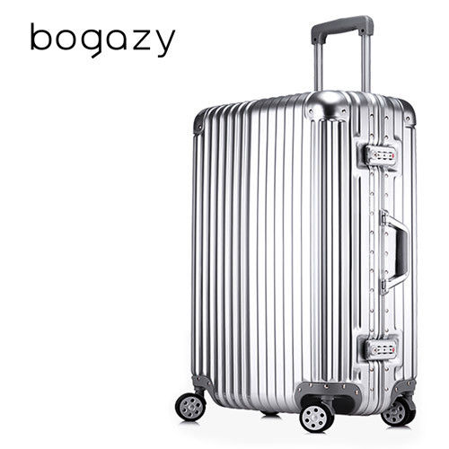 【Bogazy】迷幻森林 24吋鋁框PC鏡面行李箱(紳士銀)