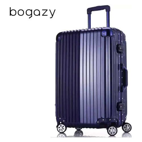【Bogazy】迷幻森林 24吋鋁框PC鏡面行李箱(時尚藍)