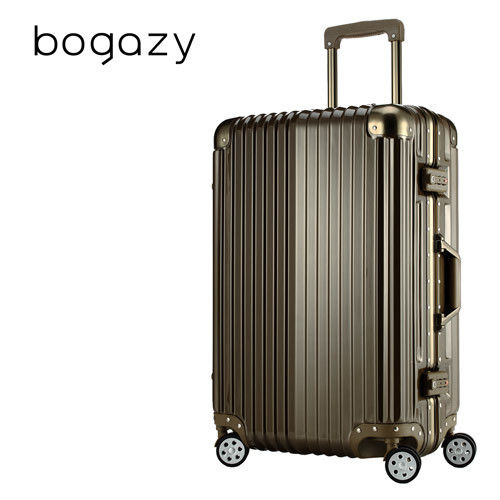 【Bogazy】迷幻森林 20吋鋁框PC鏡面行李箱/登機箱(摩卡棕)