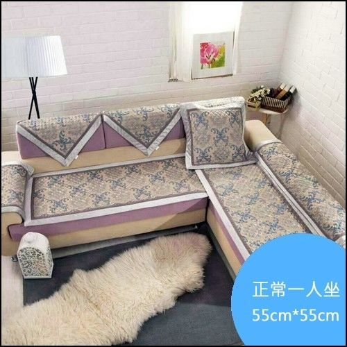 MangChiNie 皇家雪尼爾沙發坐墊 防滑坐墊 沙發罩 正常一人坐55*55cm - 藍灰色