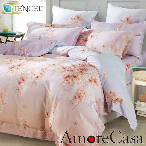 【AmoreCasa】傾城花顏 100%TENCEL天絲雙人兩用被床包四件組