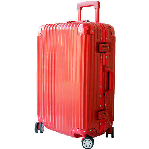 【YC Eason】極緻24吋輕鋁框鏡面海關鎖PC行李箱(紅)