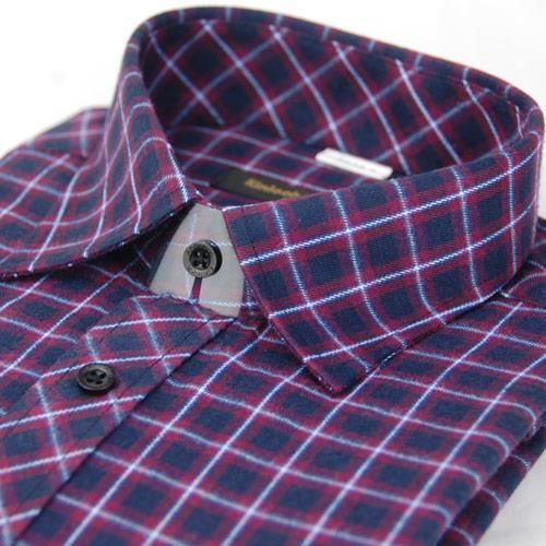 【金安德森】紫色格紋保暖窄版長袖襯衫