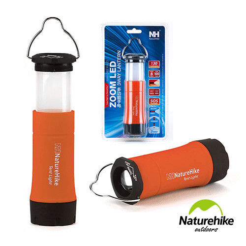 Naturehike 三段式多功能省電LED手電筒 帳棚燈 營地燈(橘色)