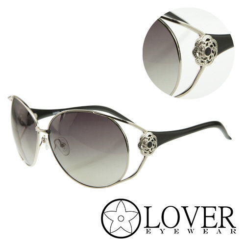 【Lover】精品橢圓灰色太陽眼鏡(9108-C01)