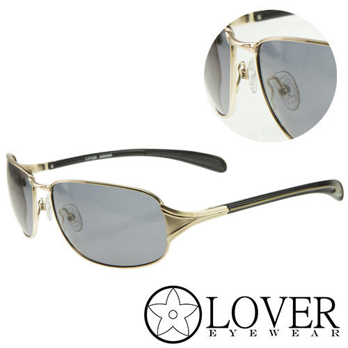 【Lover】精品長方金屬框藍色太陽眼鏡(9107-C01)