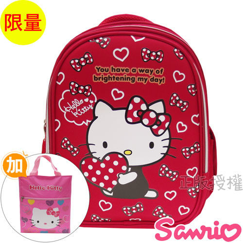 【Hello Kitty凱蒂貓】書包+補習袋-EVA幸運透氣款(紅色)