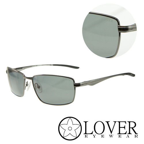 【Lover】精品長方墨綠銀框太陽眼鏡(9311-C01)