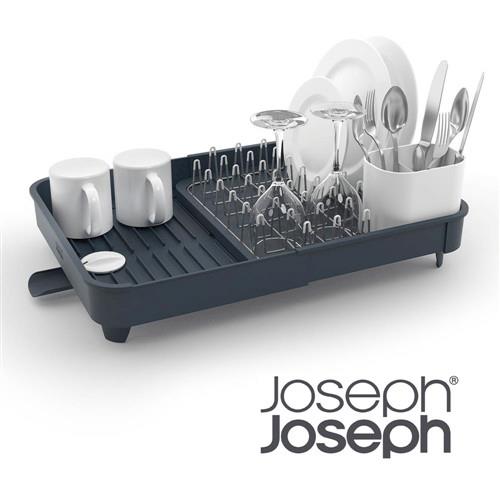《Joseph Joseph英國創意餐廚》可延伸杯碗盤瀝水組(灰)