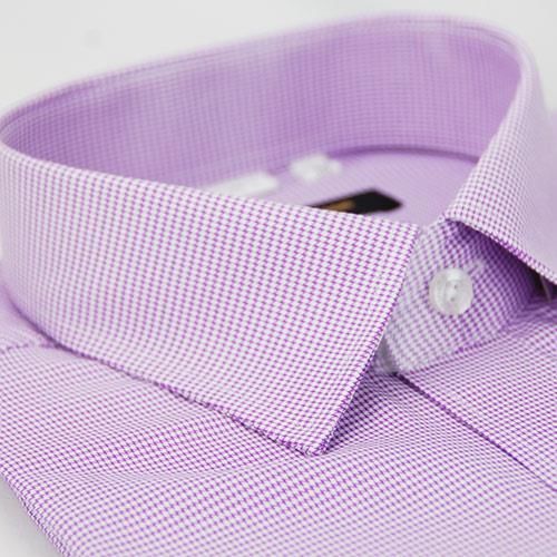 【金安德森】紫色千鳥紋窄版短袖襯衫