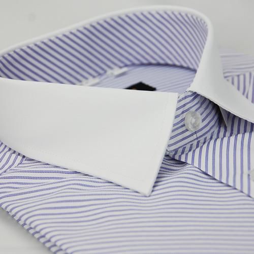 【金安德森】紫色斜紋白領窄版短袖襯衫