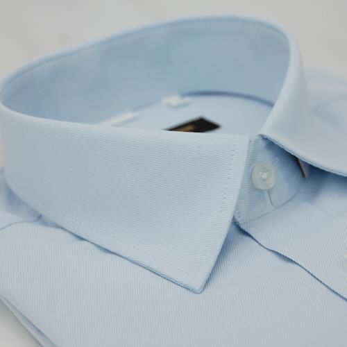 【金安德森】藍色細斜紋窄版短袖襯衫