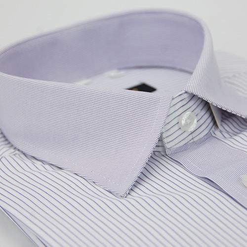 【金安德森】白底紫條紋變化領窄版長袖襯衫