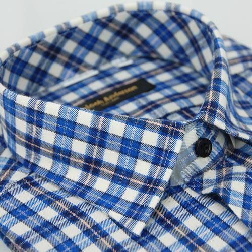 【金安德森】藍中格紋保暖窄版長袖襯衫