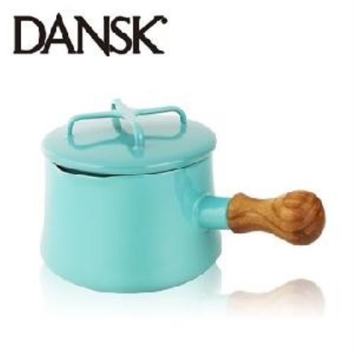 【丹麥DANSK】琺瑯柚木單把燉煮鍋13.5cm(湖水綠)