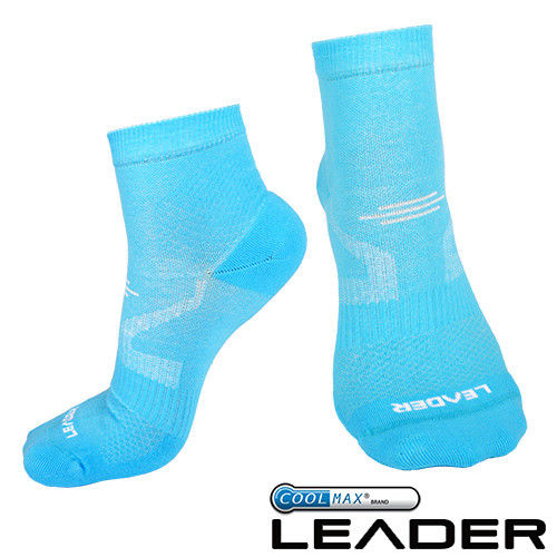 【LEADER】COOLMAX 運動專用薄型除臭機能襪 男款(天藍)