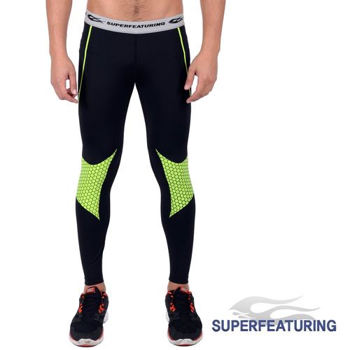 【SUPERFEATURING】專業跑步 三鐵 Hicolor運動壓縮緊身褲(亮綠)