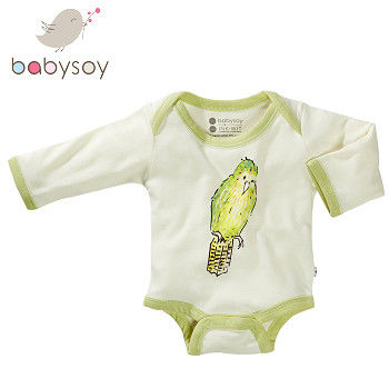 美國 Babysoy  [Janey Baby]有機棉長袖包屁衣606-鸚鵡