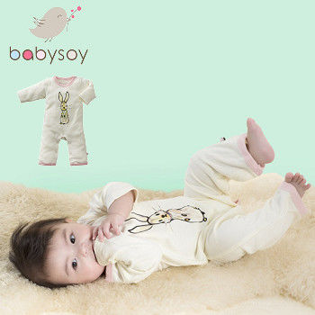 美國 Babysoy [Janey Baby] 有機棉長袖連身衣611-兔子