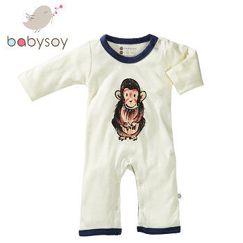 美國 Babysoy [Janey Baby] 有機棉長袖連身衣611-猩猩