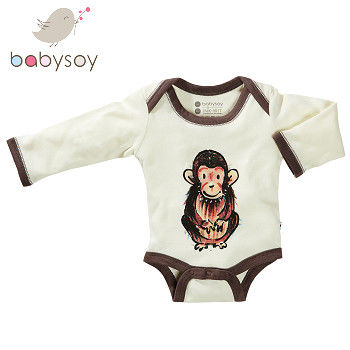 美國 Babysoy  [Janey Baby]有機棉長袖包屁衣606-猩猩