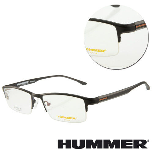 【HUMMER】鈦金屬半框黑色橘條光學眼鏡(H07-30012-C01)