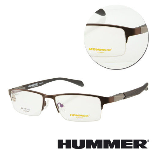 【HUMMER】鈦金屬半框棕色木紋光學眼鏡(H07-30003-C03)