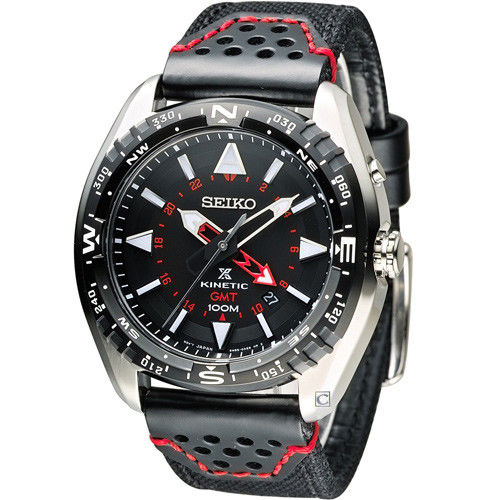 SEIKO PROSPEX GMT 兩地時間人動電能腕錶 5M85-0AE0R SUN049P2 黑