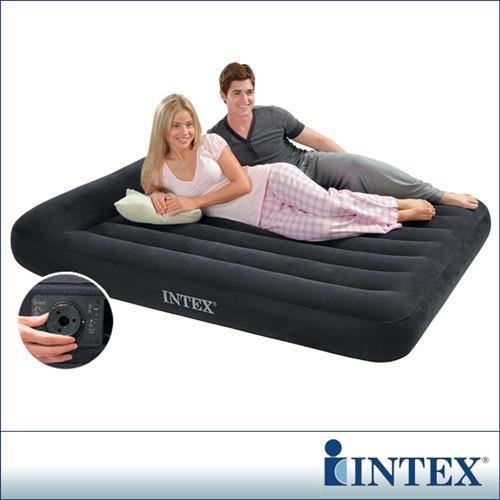 【INTEX】舒適型內建電動幫浦充氣床墊-雙人寬137cm-有頭枕 (66776)-行動