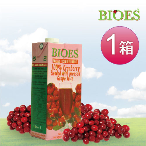 【囍瑞BIOES】 100％ 純天然蔓越莓綜合原汁一箱(1000ml-12入)