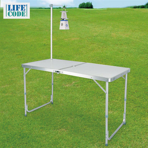 【LIFECODE】007鋁合金箱型行動折疊桌-送燈架-(野餐桌/展示桌/洽談桌)