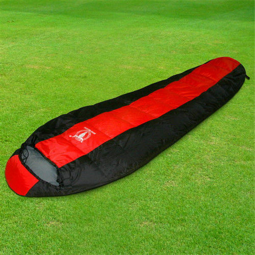 【APC】巴掌大超輕量羽絨睡袋(防潑水)-超輕750公克-紅黑色-行動