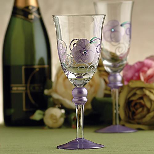 【Madiggan貝斯麗】玫瑰系列手工彩繪酒杯對杯禮盒(紫色)