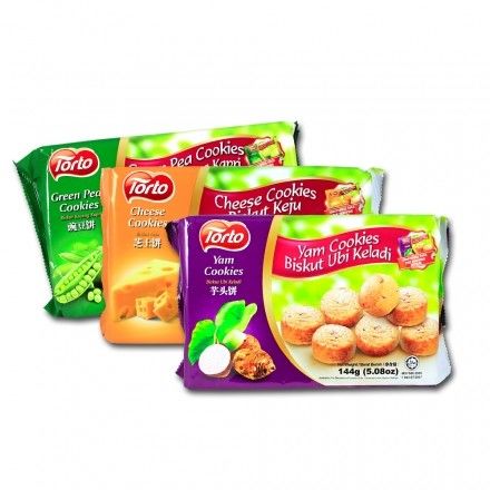 【Torto】芝士起士/豌豆/芋頭 馬來西亞餅乾 (每款口味各一包，共3包)-快