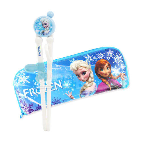 【SuperBO】益智學習筷-冰雪奇緣Elsa(附收納袋)藍
