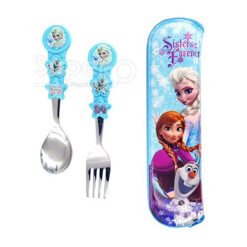 【SuperBO】湯叉匙套組-冰雪奇緣(附收納袋)Elsa-藍色