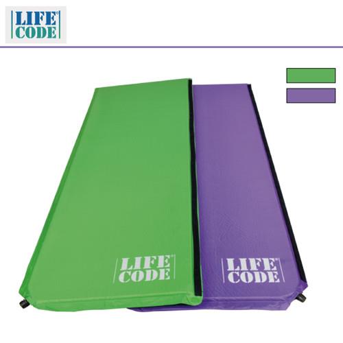 LIFECODE《馬卡龍》雙面可用自動充氣睡墊-厚3cm (紫色/粉綠)-行動