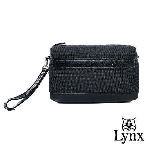 Lynx - 山貓經典極簡風格橫式真皮手拿斜背2用包-共2色