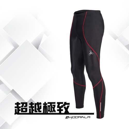 【HODARLA】男女光速緊身長褲-緊身褲 台灣製 慢跑 路跑 籃球 內搭褲 黑紅  小腿壓花布料
