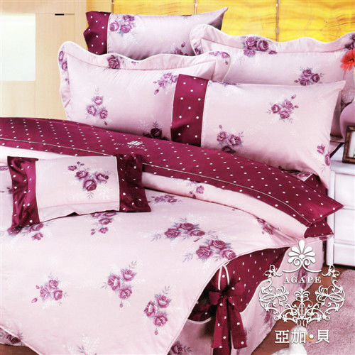【AGAPE亞加‧貝】《MIT台灣製-薔薇雨露-黃》100%精梳純棉標準雙人5尺八件式鋪棉兩用被床罩組(獨家私花)