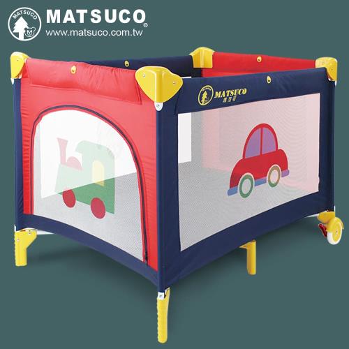 Matsuco瑪芝可 多功能平邊收折遊戲床-含蚊帳/床墊/收納袋(PY840紅藍車車)